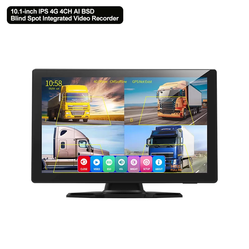 10.1-inch IPS 4G 4CH AI BSD blind spot integrated video recorder